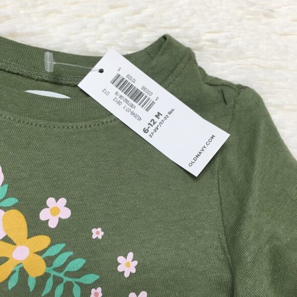 OLD NAVY 2 Piece Infant Floral Graphic Long-Sleeve Tee Shirt Top 6-12 Months - Picture 3 of 9